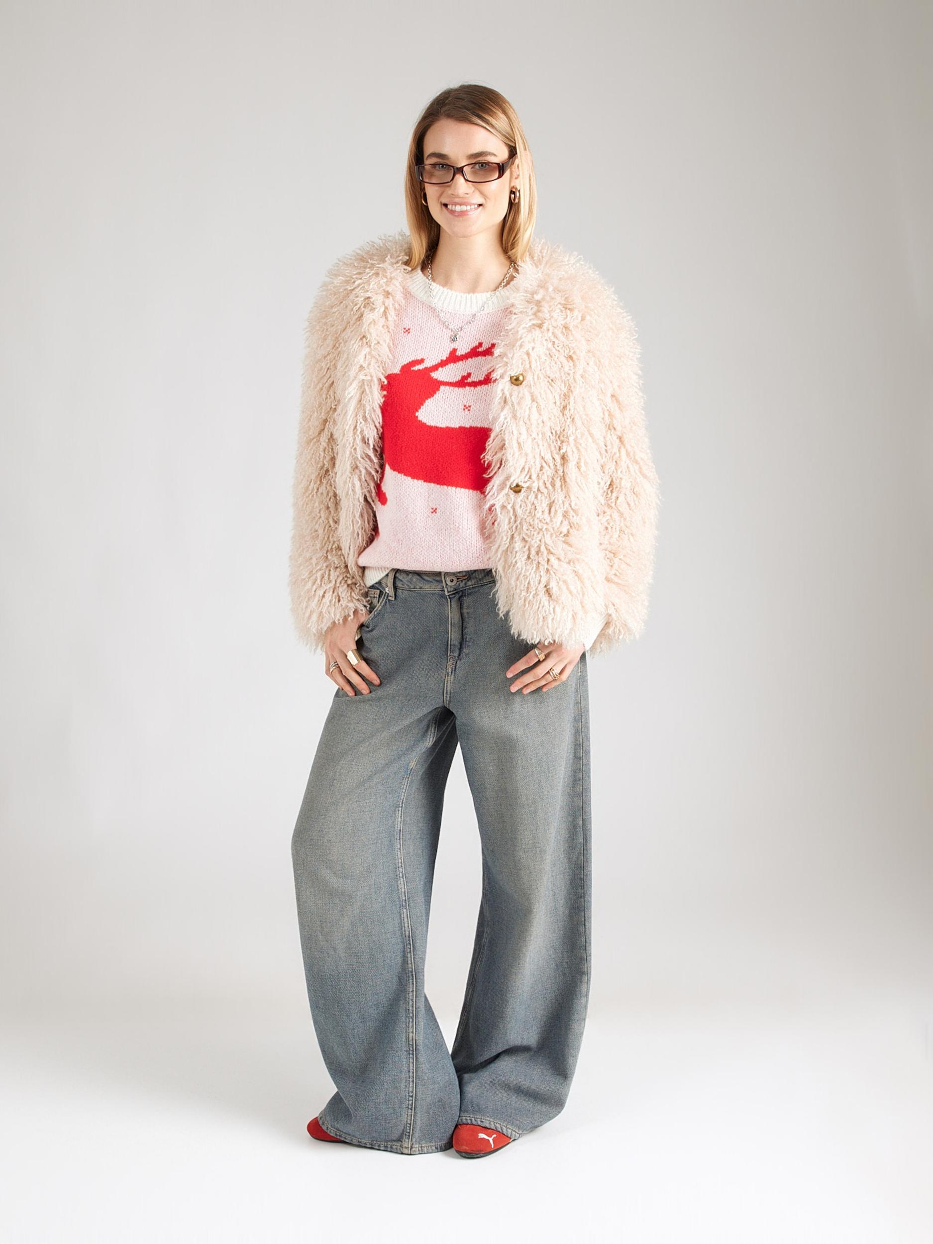 Hailys Sveter svetloružová / červená / biela