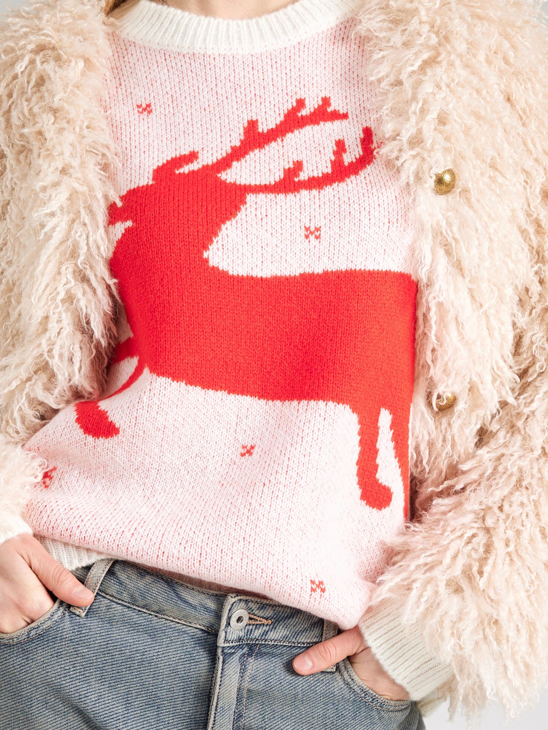 Hailys Sveter svetloružová / červená / biela