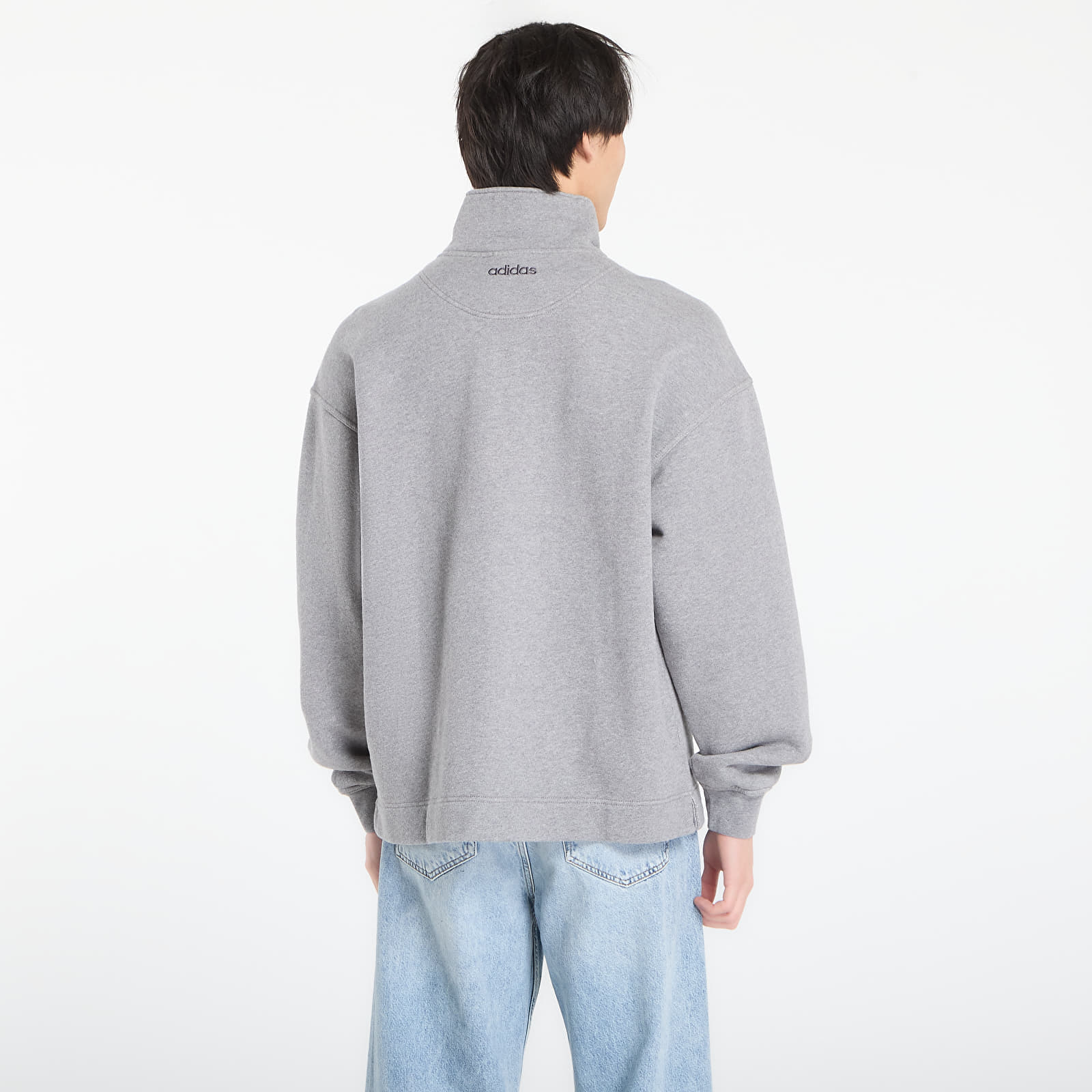 adidas Originals Mikina adidas 90S Alternative Sport Half Zip Graphic Fleece Sweatshirt Core Heather XL