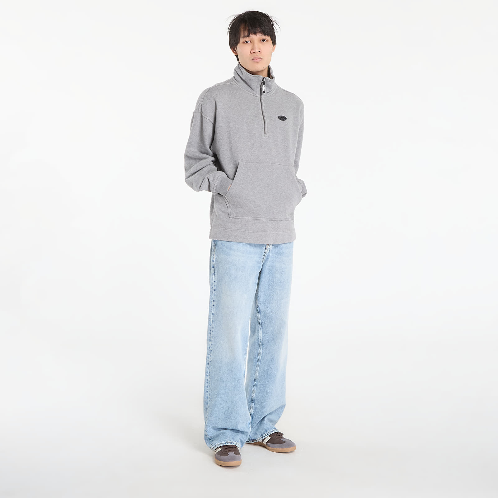 adidas Originals Mikina adidas 90S Alternative Sport Half Zip Graphic Fleece Sweatshirt Core Heather XL