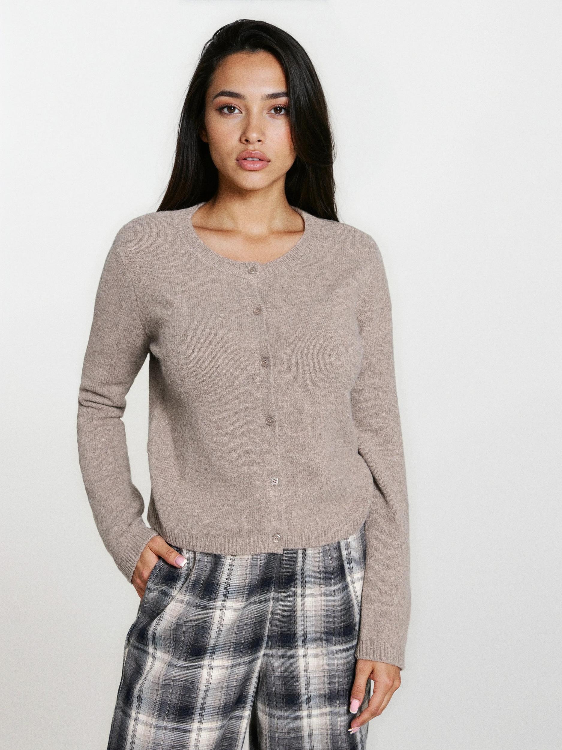 Sinsay - Hladký kardigán - kávová