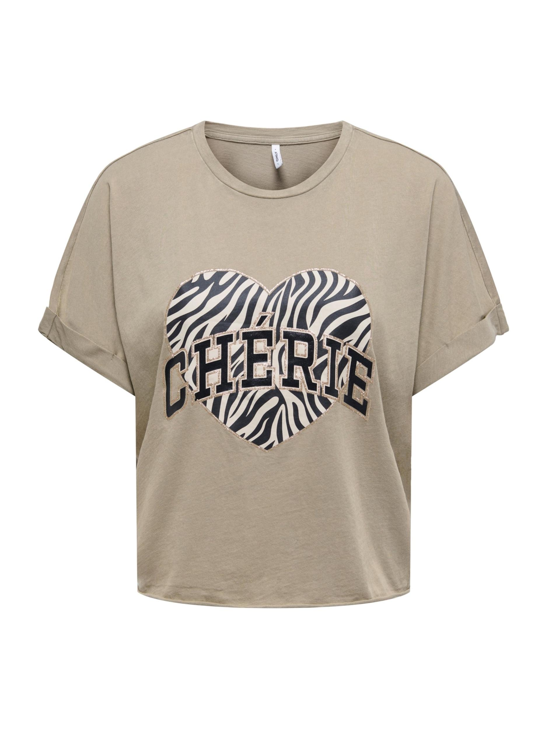 ONLY Tričko 'ONLLUCY' kaki / čierna / biela