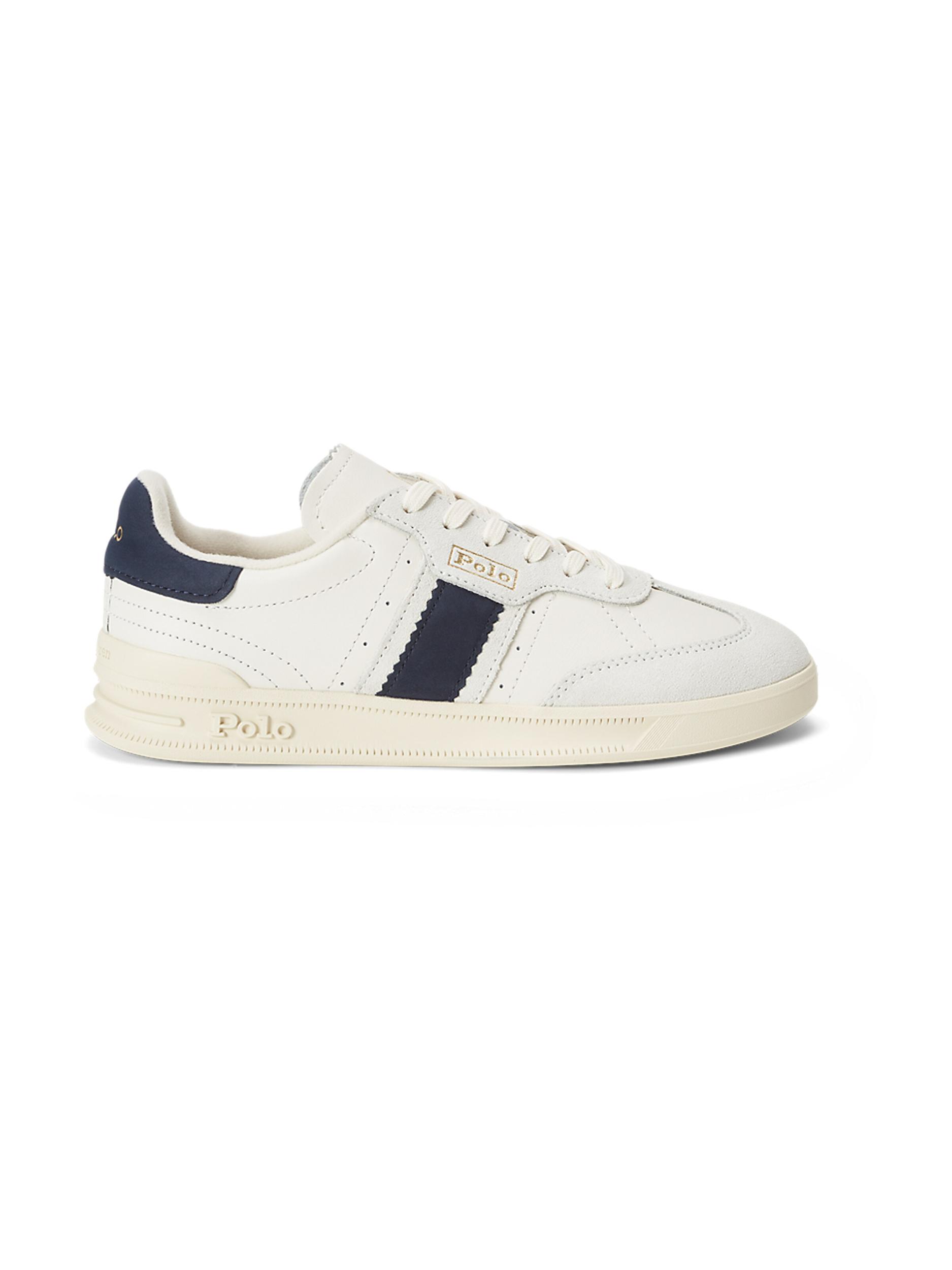 Polo Ralph Lauren Nízke tenisky 'HTR AERA' námornícka modrá / zlatá / šedobiela