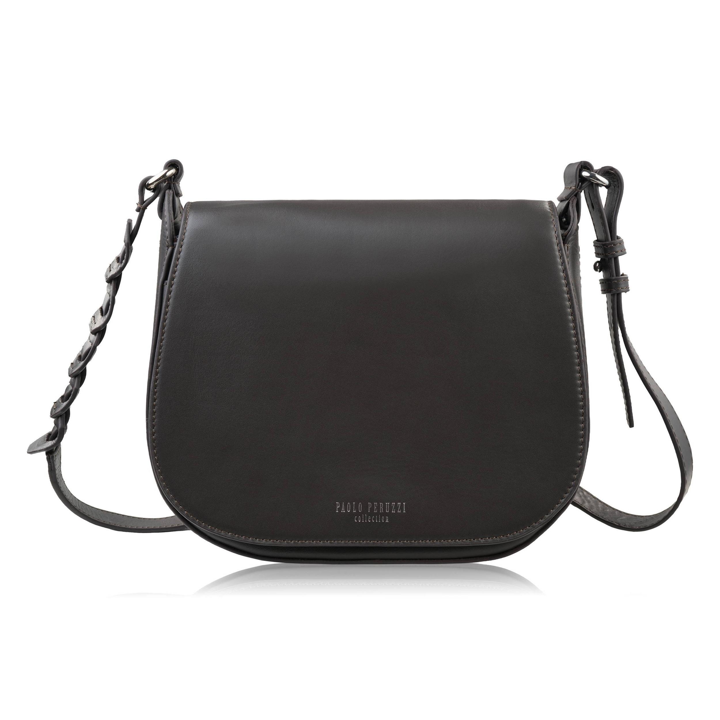 Paolo Peruzzi Dámska kožená taška cez rameno z hladkej kože | tmavohnedá KV-06-BR