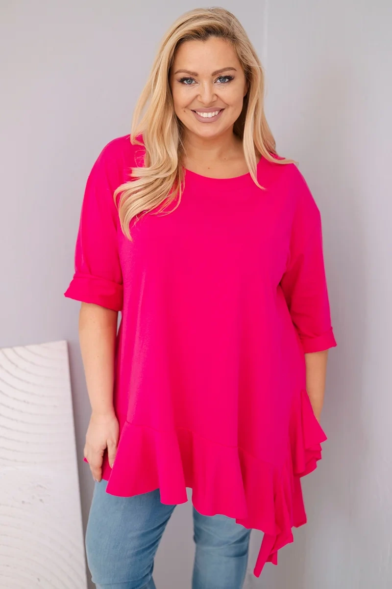 Kesi Włoski Plus size blúzka s volánom a vyhrnutými rukávmi