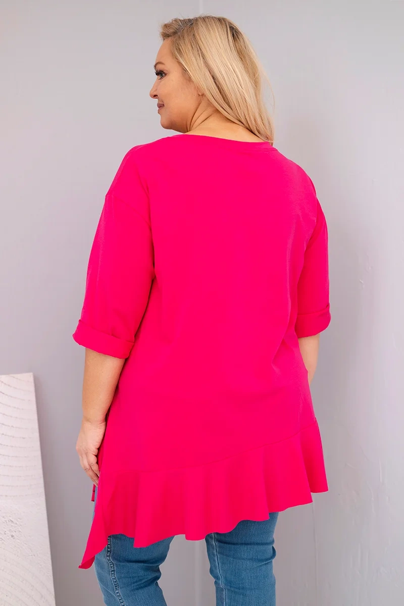 Kesi Włoski Plus size blúzka s volánom a vyhrnutými rukávmi