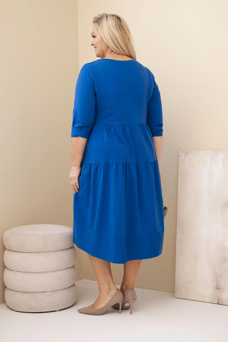 K-Fashion Dámske Plus veľkosť bavlnená sukňa s volánikmi a volánové rukávy Khabra