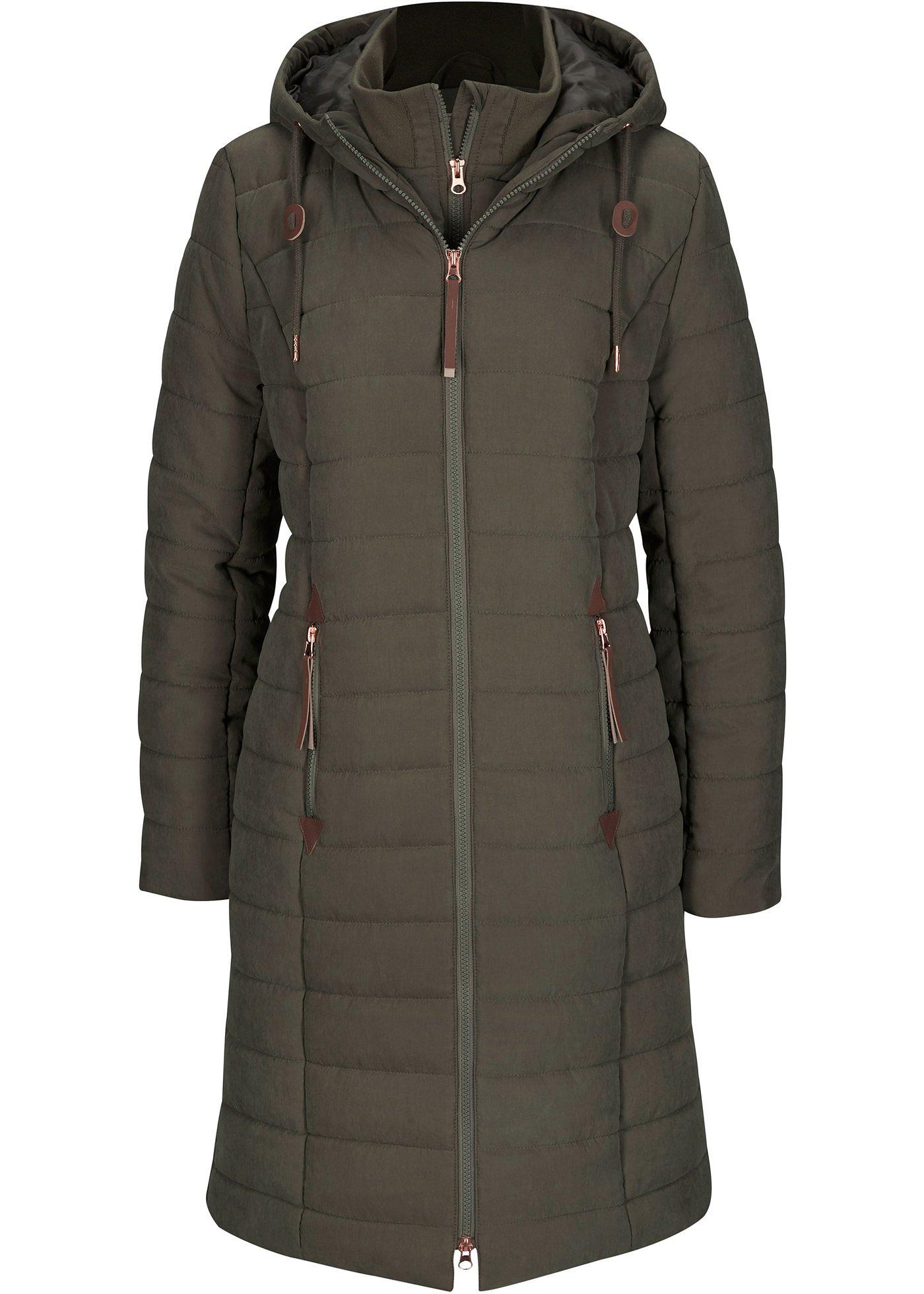 bonprix Prešívaný kabát, 2v1 vzhľad, farba zelená