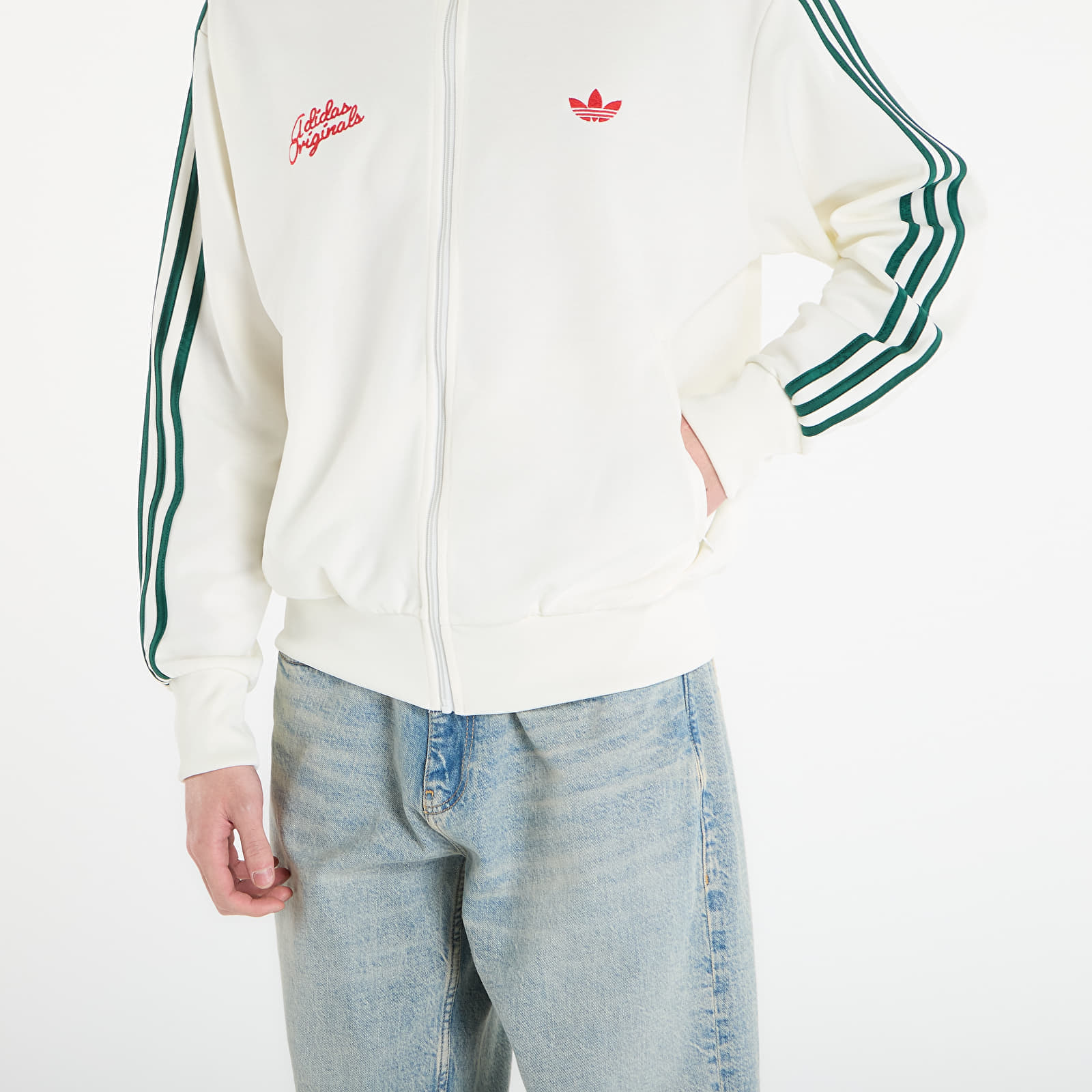adidas Originals Mikina adidas Firebird Roses Track Top Off White/ Collegiate Green M