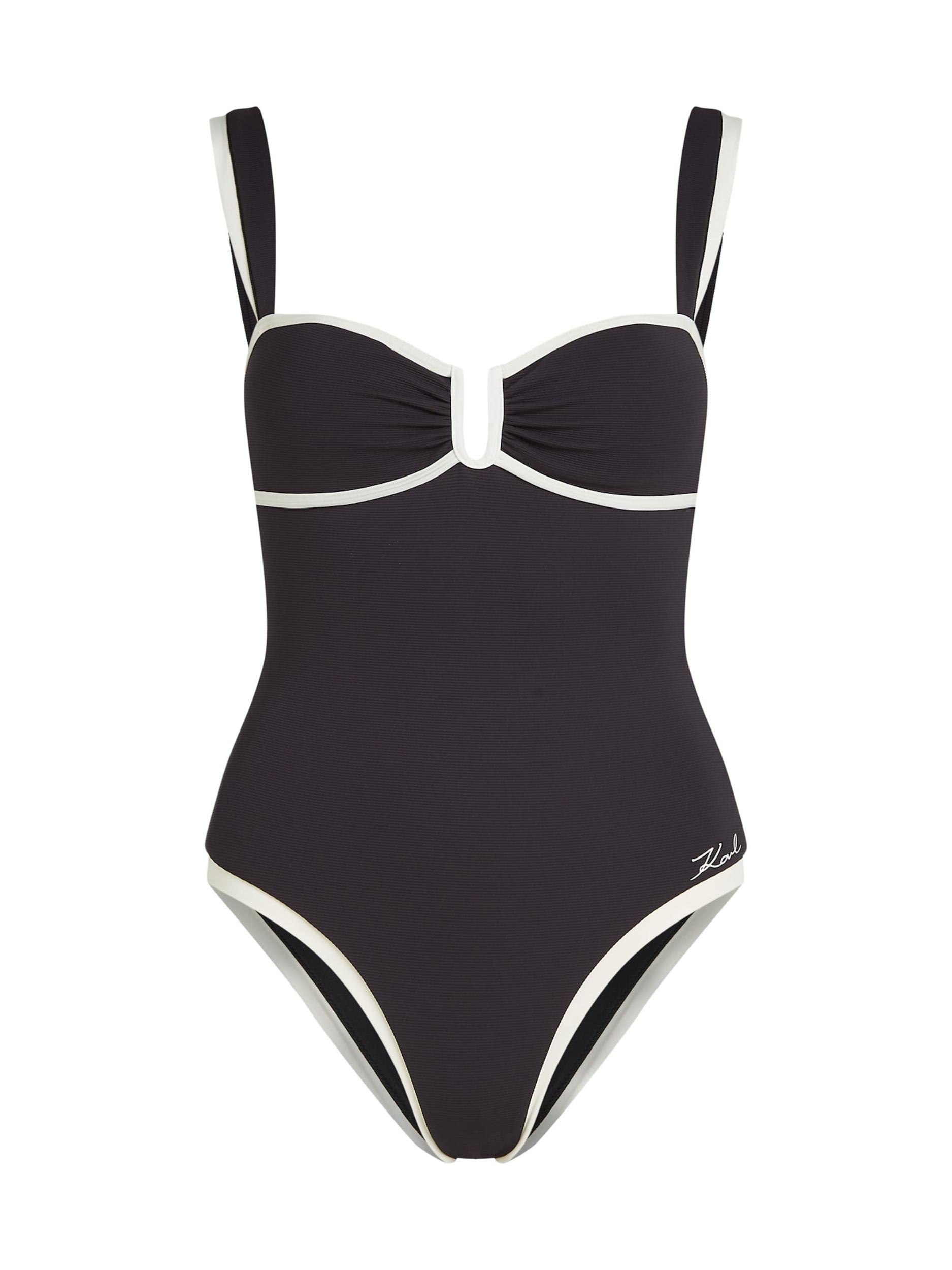 Karl Lagerfeld Jednodielne plavky 'Signature' čierna / biela
