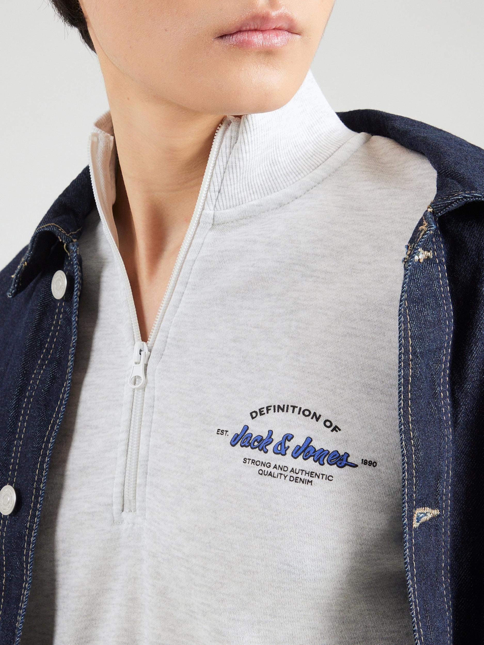 JACK & JONES Mikina 'JJBRANDON' modrá / čierna / biela melírovaná