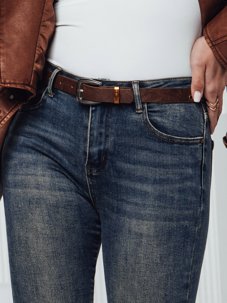 Dámske úzke džínsy SKINNYJEAN nohavice s opaskom námornícka modrá FashionStreet UY2328