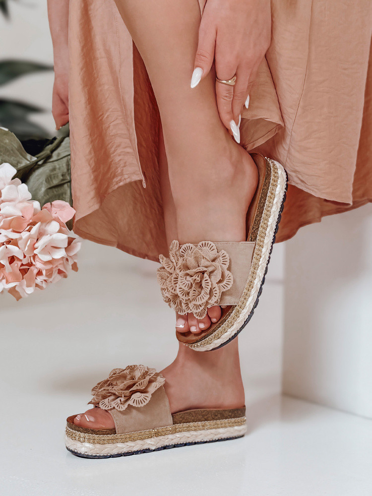 Dámske kvetinové žabky KWIATARIS khaki FashionStreet ZY0910