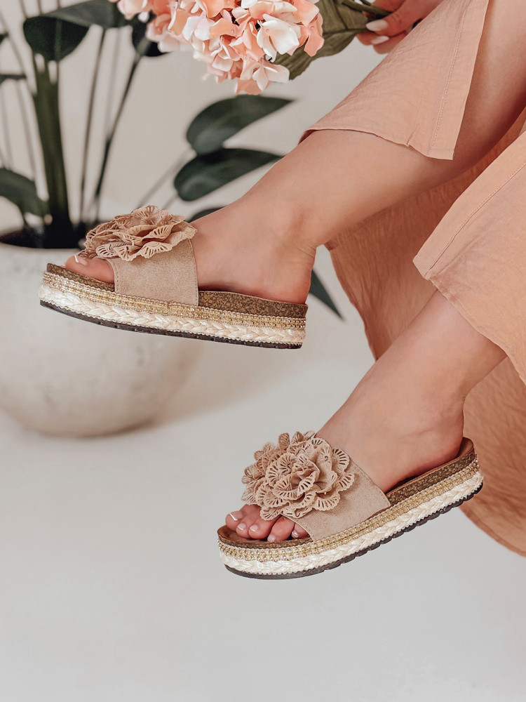 Dámske kvetinové žabky KWIATARIS khaki FashionStreet ZY0910