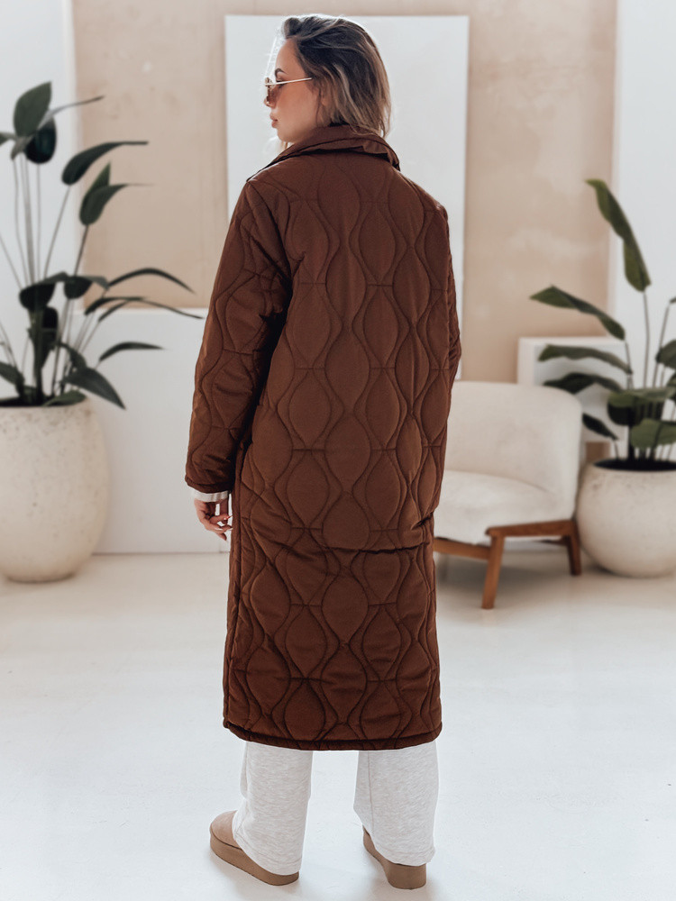 Dámsky prešívaný dlhý kabát TRENDIFY hnedý FashionStreet TY4939