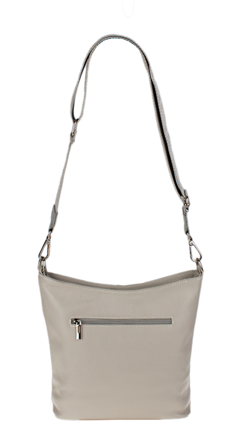 Sivá kožená talianska crossbody kabelka Amalia Grigia Perla II NovaKabelka.sk