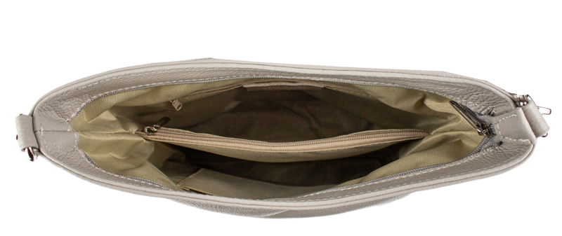 Sivá kožená talianska crossbody kabelka Amalia Grigia Perla II NovaKabelka.sk