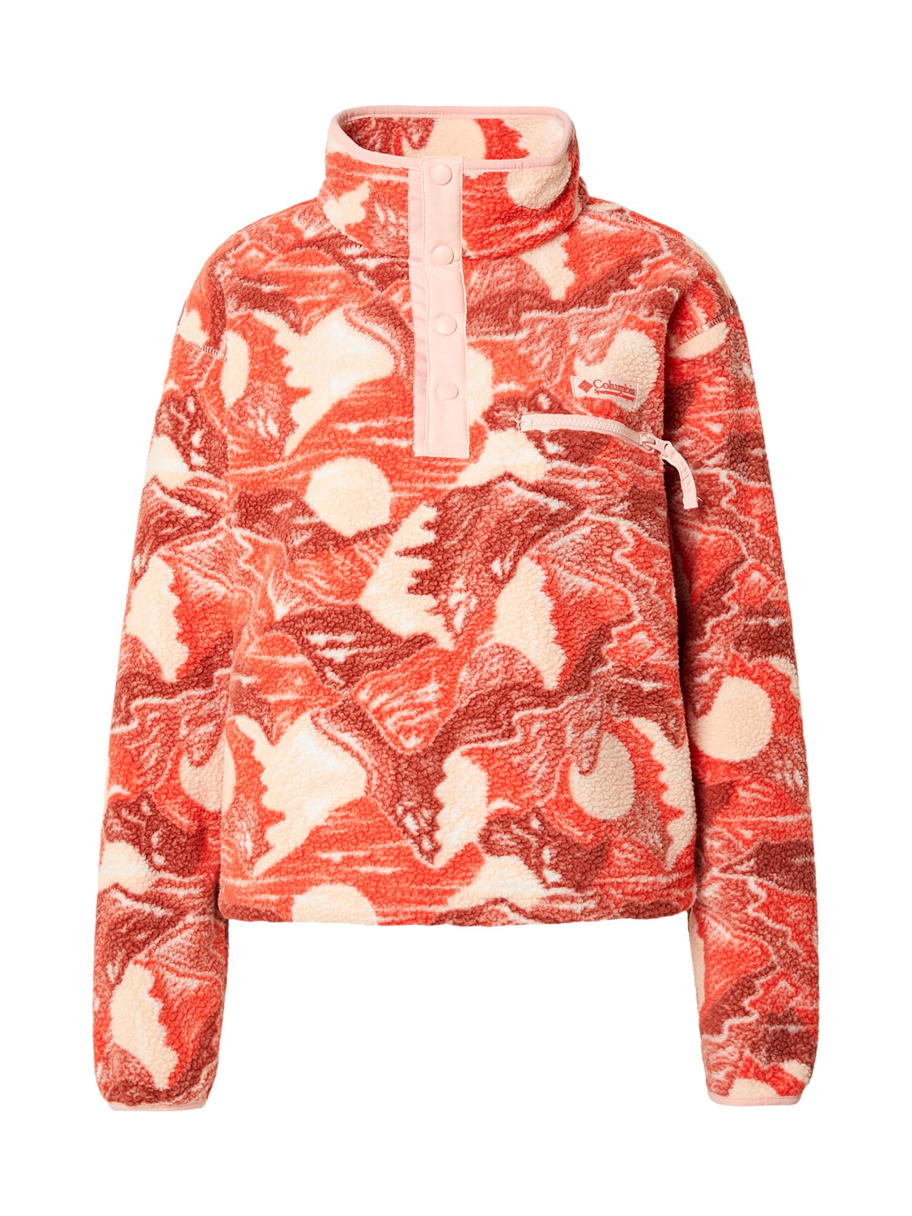 COLUMBIA Športový sveter 'Helvetia II' piesková / tmavooranžová / červená