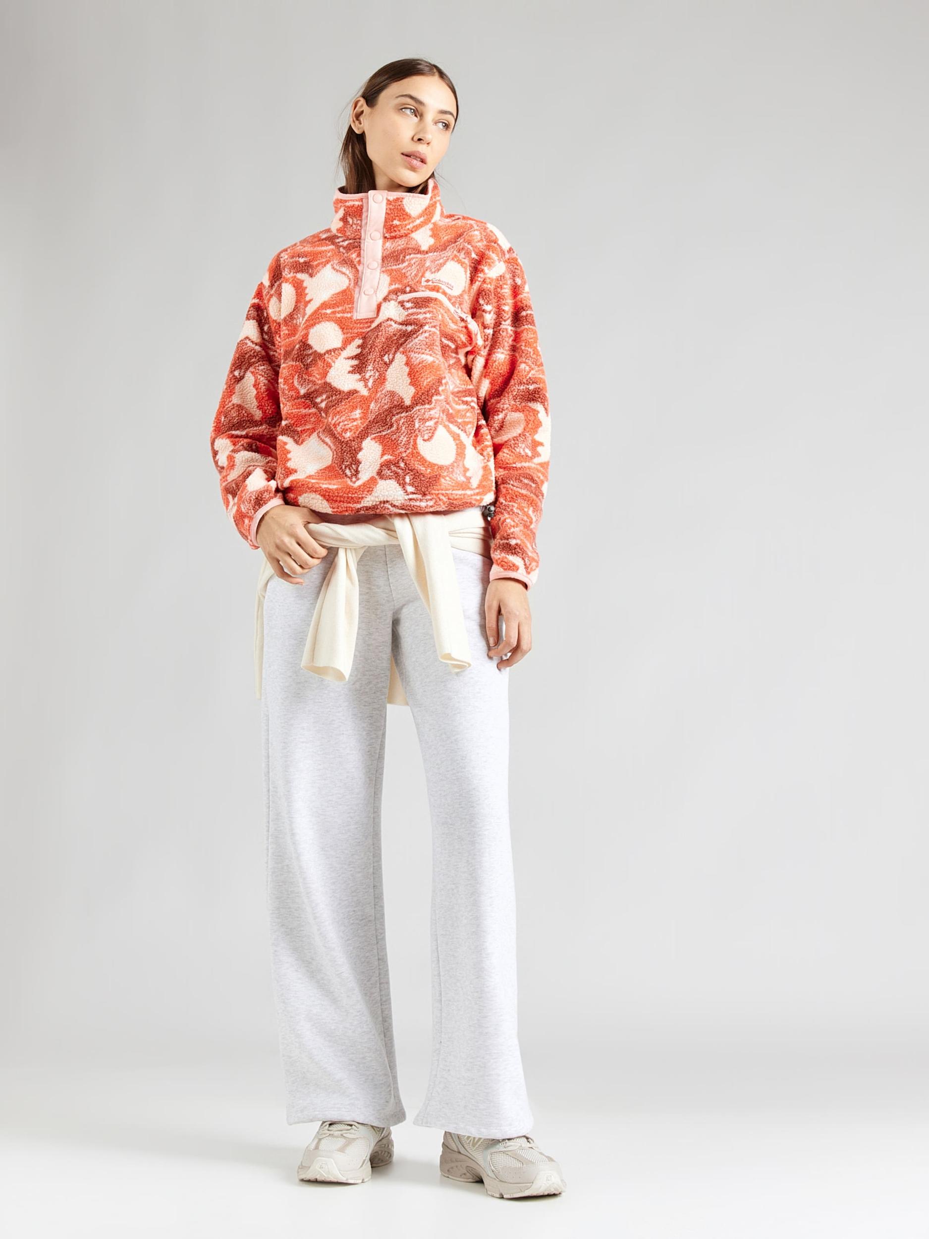 COLUMBIA Športový sveter 'Helvetia II' piesková / tmavooranžová / červená