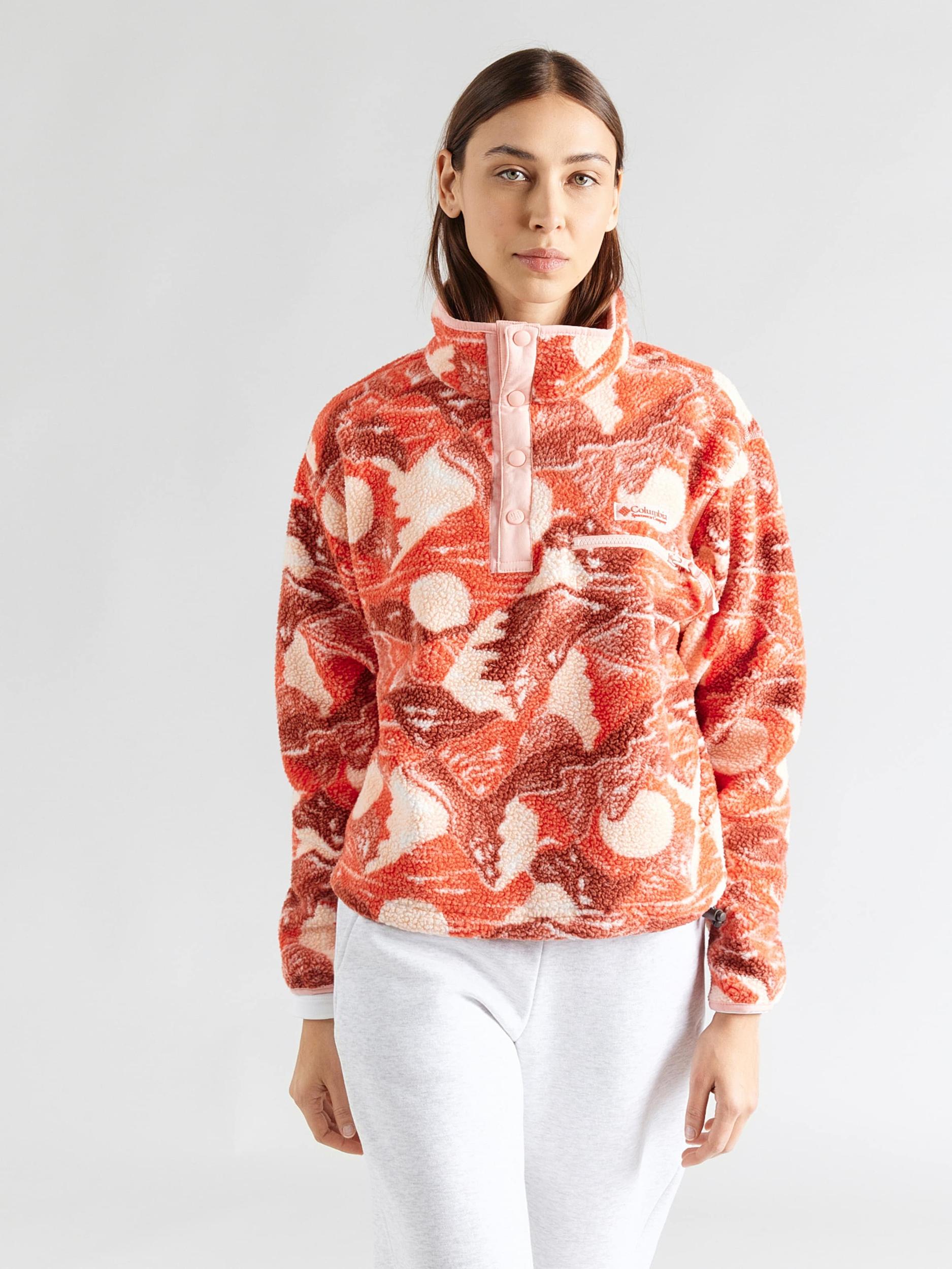 COLUMBIA Športový sveter 'Helvetia II' piesková / tmavooranžová / červená