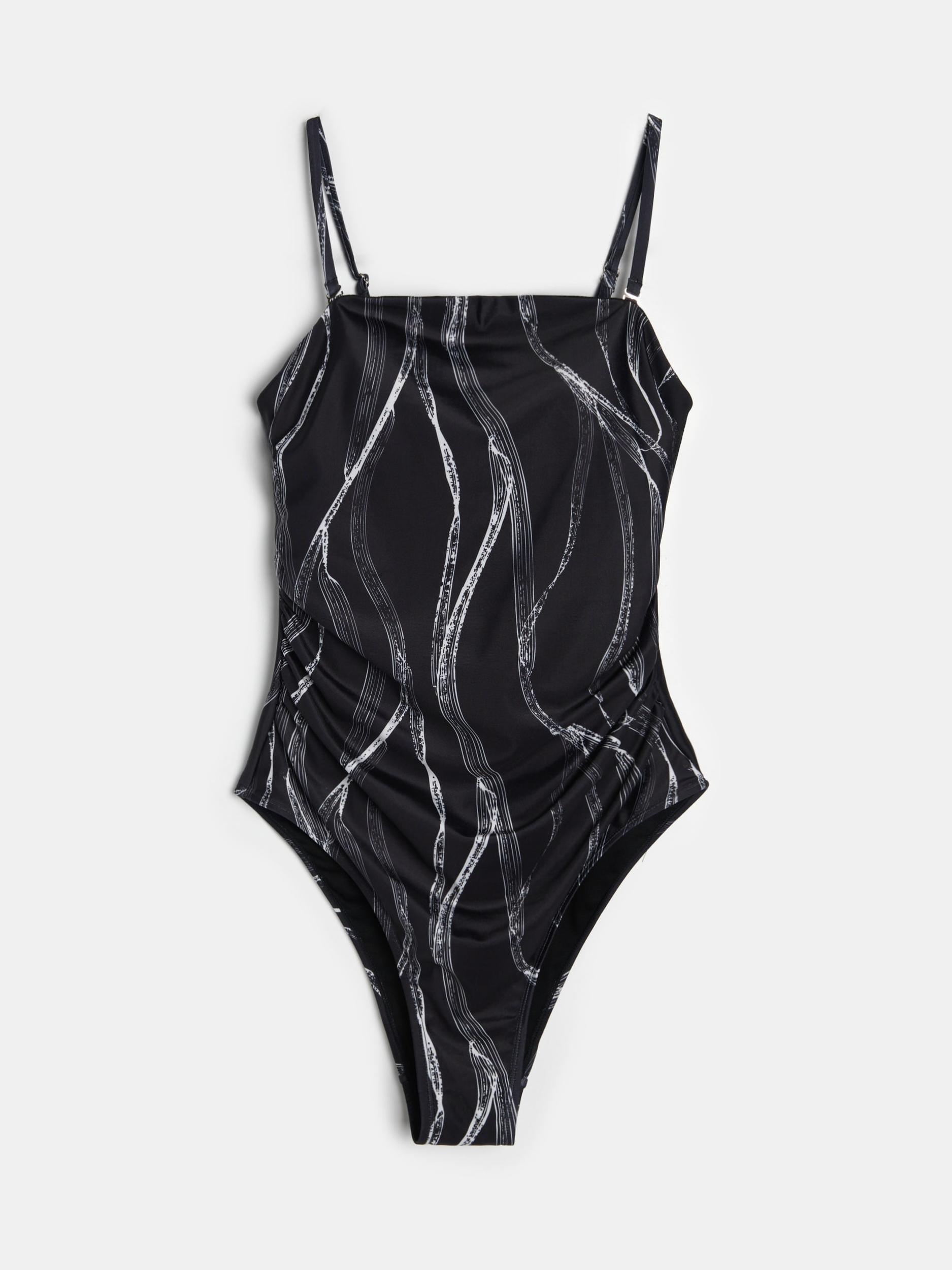 Sinsay - Jednodielne plavky s riasením v páse - čierna