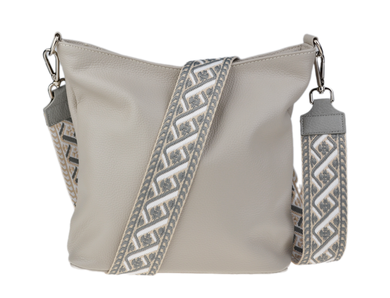 Sivá kožená talianska crossbody kabelka Amalia Grigia Perla II NovaKabelka.sk