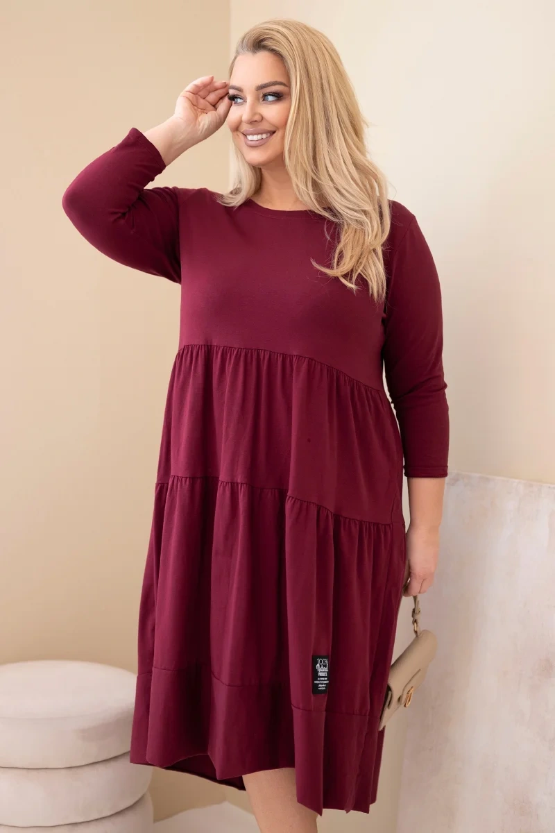 Kesi Włoski Plus size žlté šaty s volánmi a vyhrnutými rukávmi