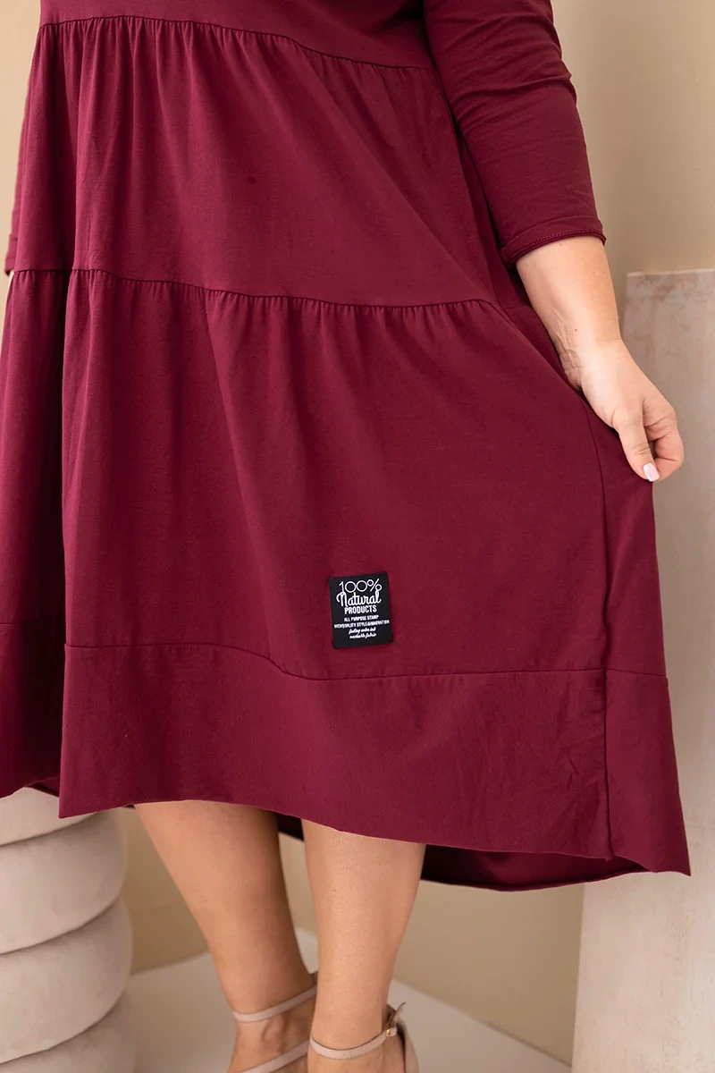 Kesi Włoski Plus size žlté šaty s volánmi a vyhrnutými rukávmi