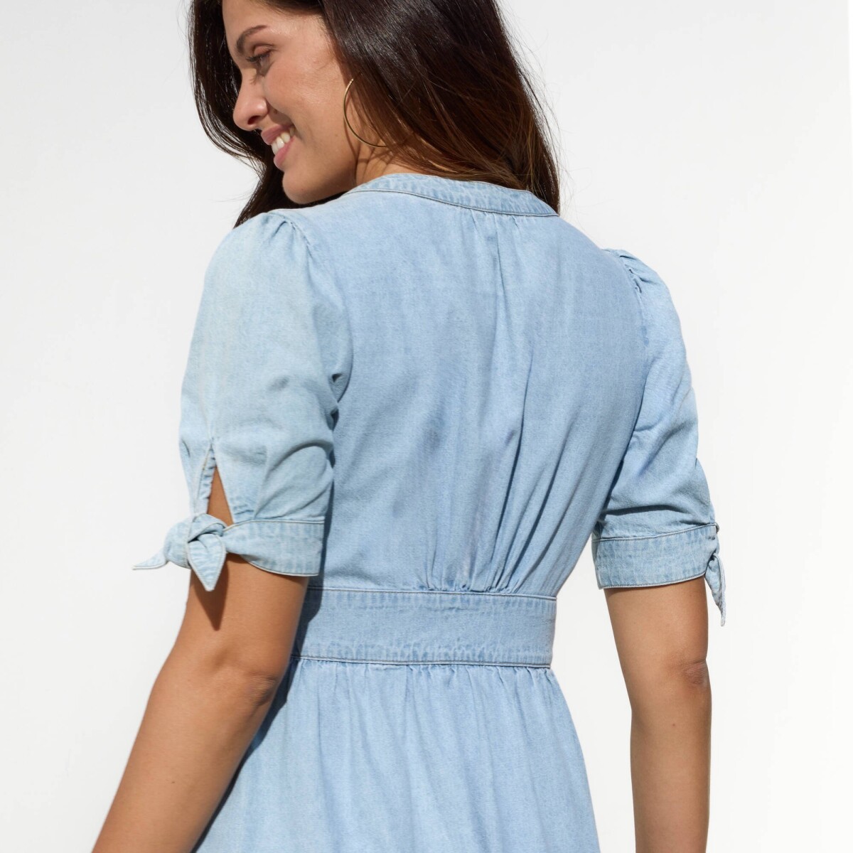 Dlhé rozšírené šaty z denimu na gombíky zapratá modrá 036 Blancheporte