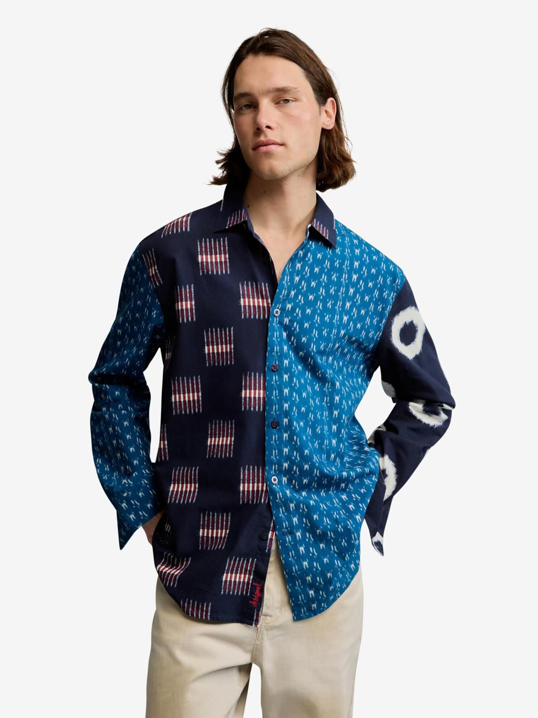 Desigual Košeľa azúrová / tmavomodrá / červená / biela