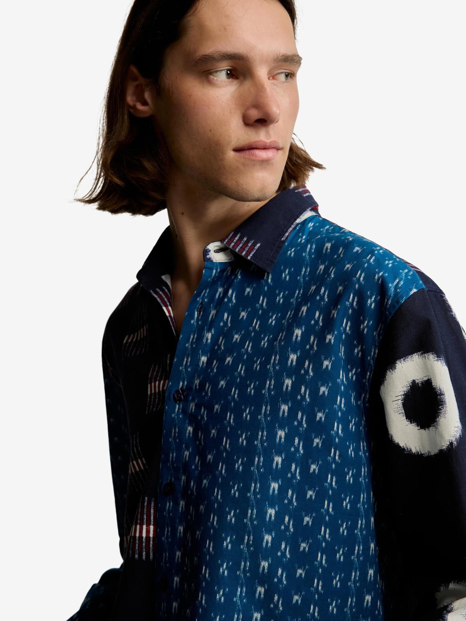 Desigual Košeľa azúrová / tmavomodrá / červená / biela