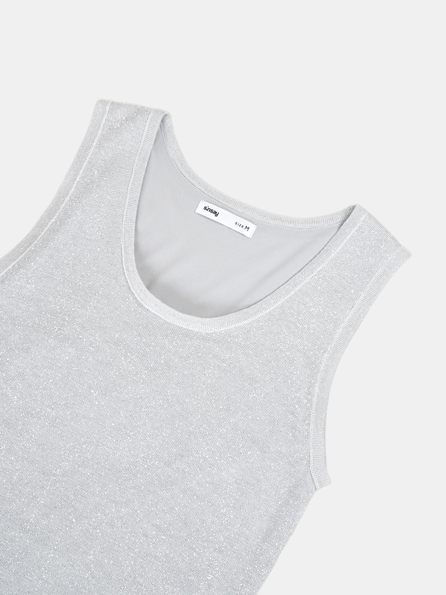 Sinsay - Maxi šaty bez rukávov s viskózou - strieborná