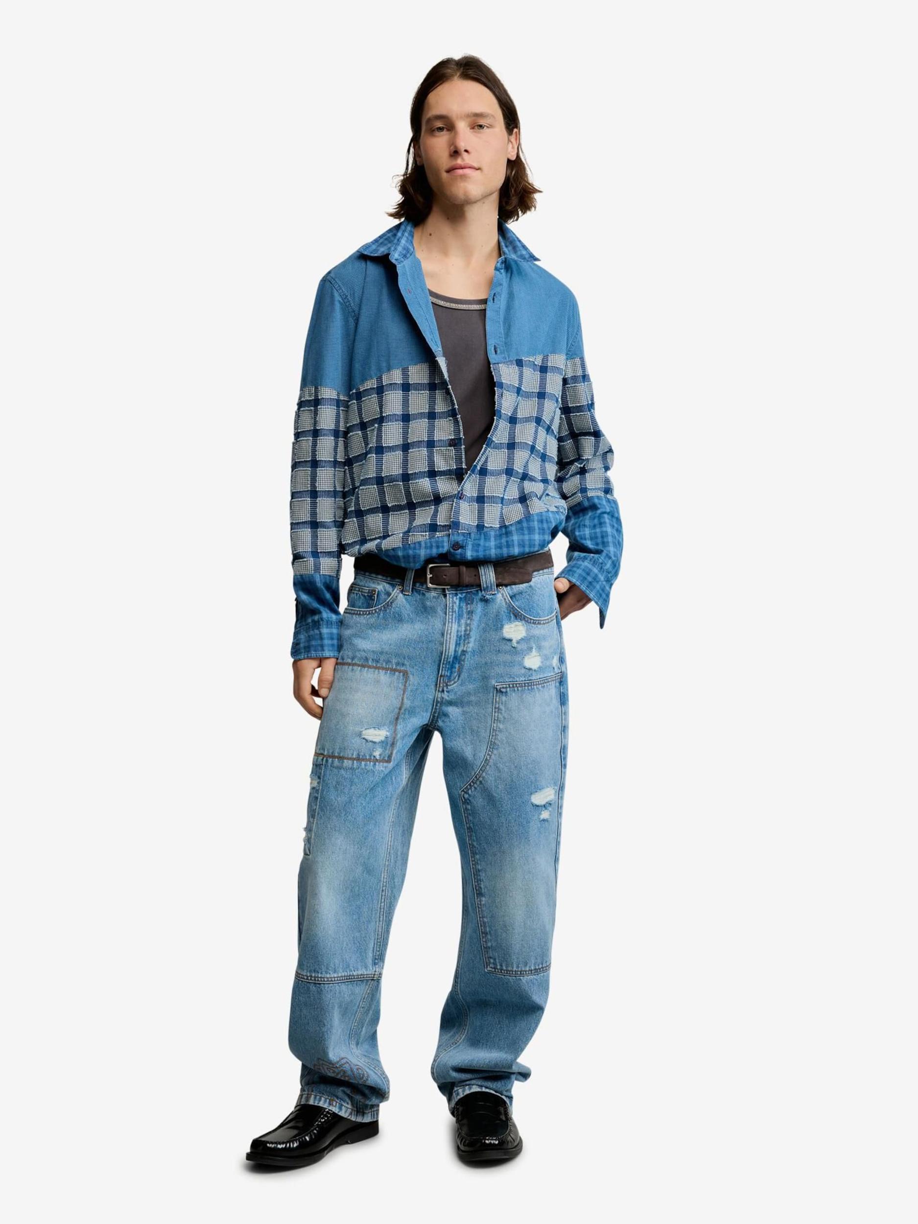 Desigual Košeľa svetlomodrá / tmavomodrá / biela