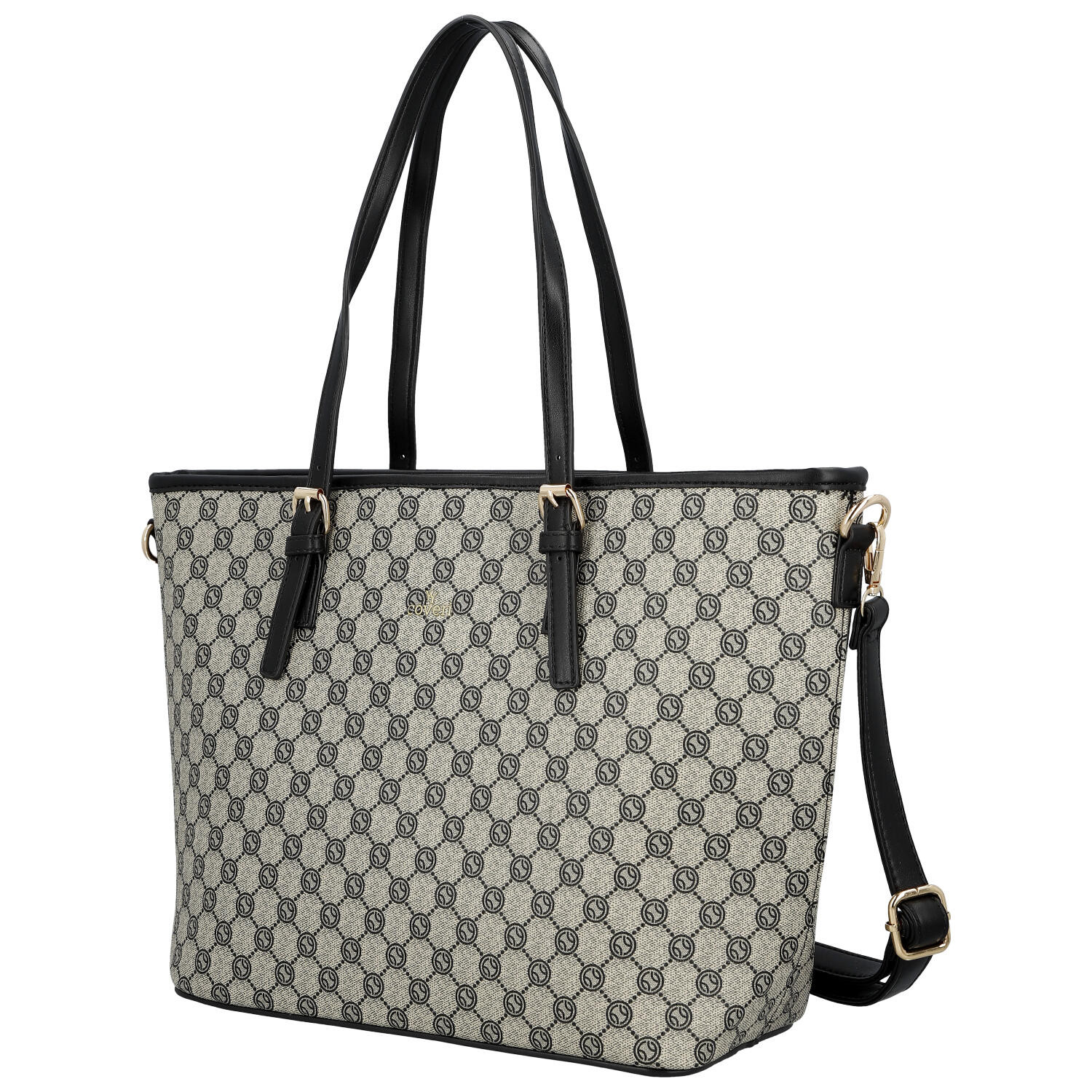 Coveri Trendy dámska koženková kabelka na rameno Elina, čiernobiela