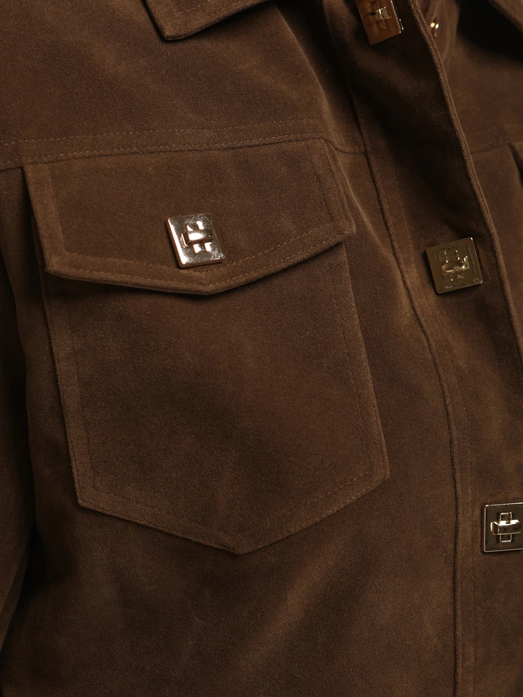 BASIC Dámska semišová bunda hnedá