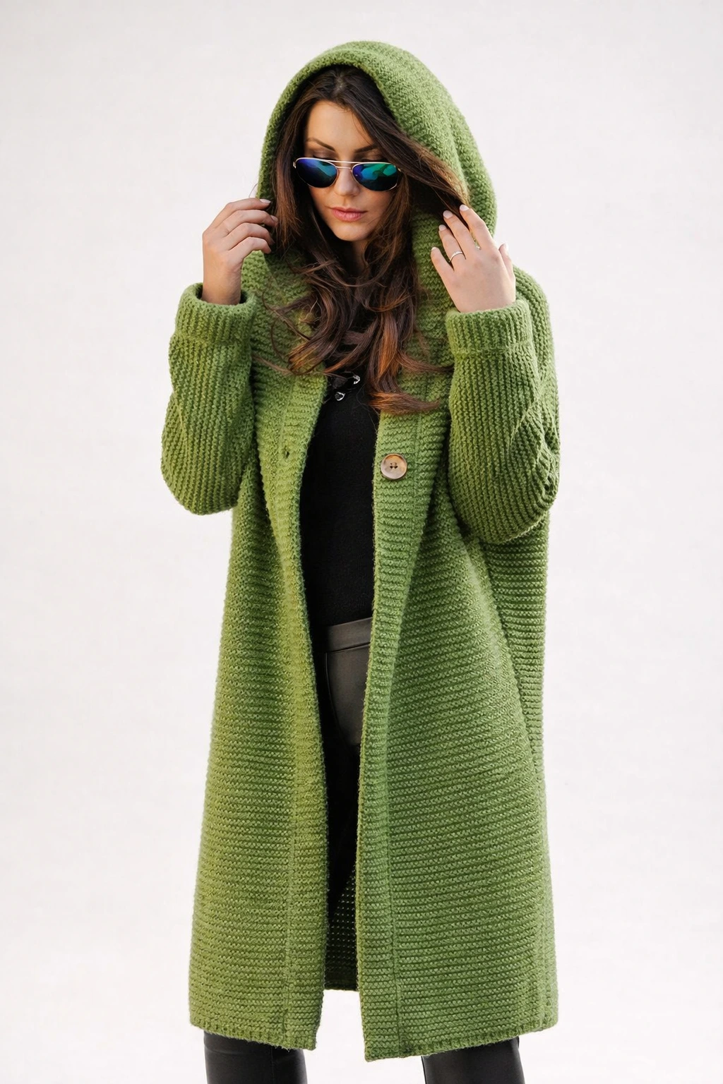 Fashionweek Dlhý Kardigan s kapucňou HONEY