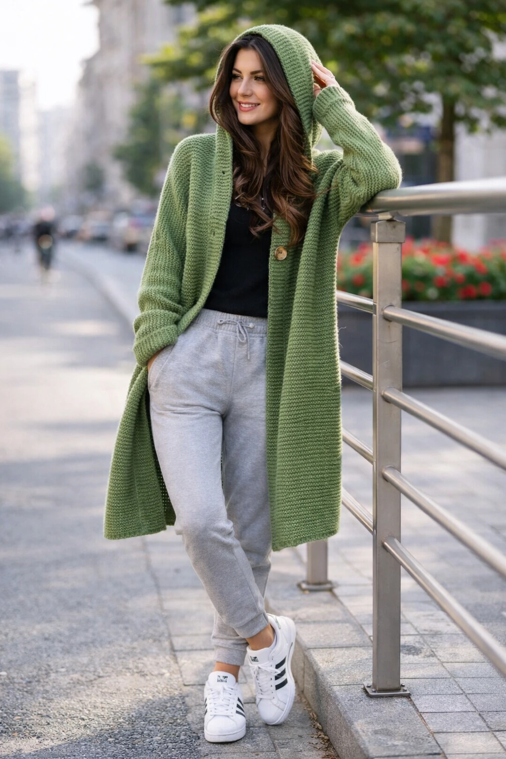 Fashionweek Dlhý Kardigan s kapucňou HONEY