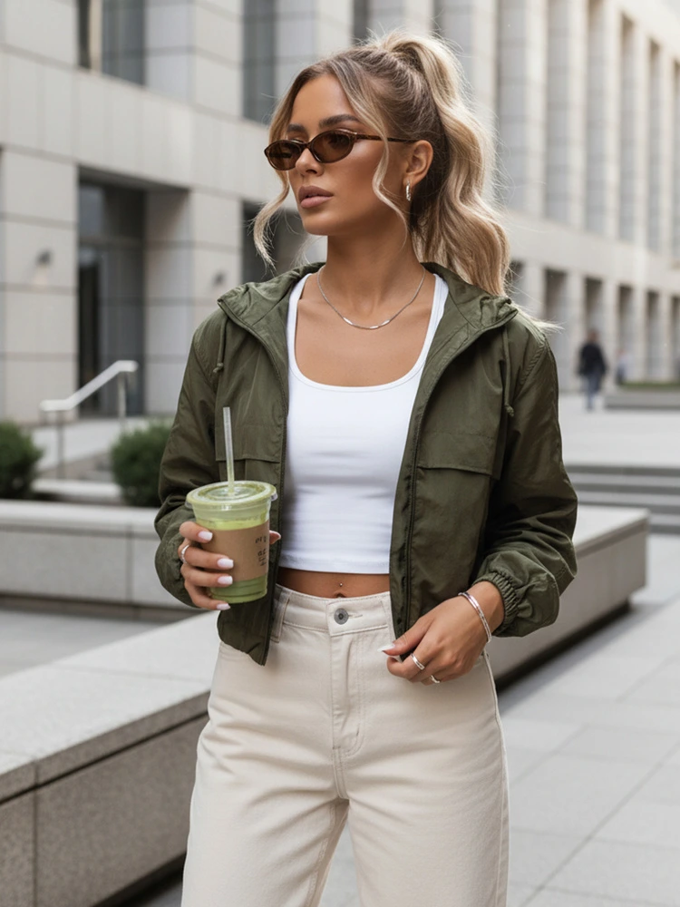 BASIC Tmavá khaki krátka bunda GRAUS TY4223