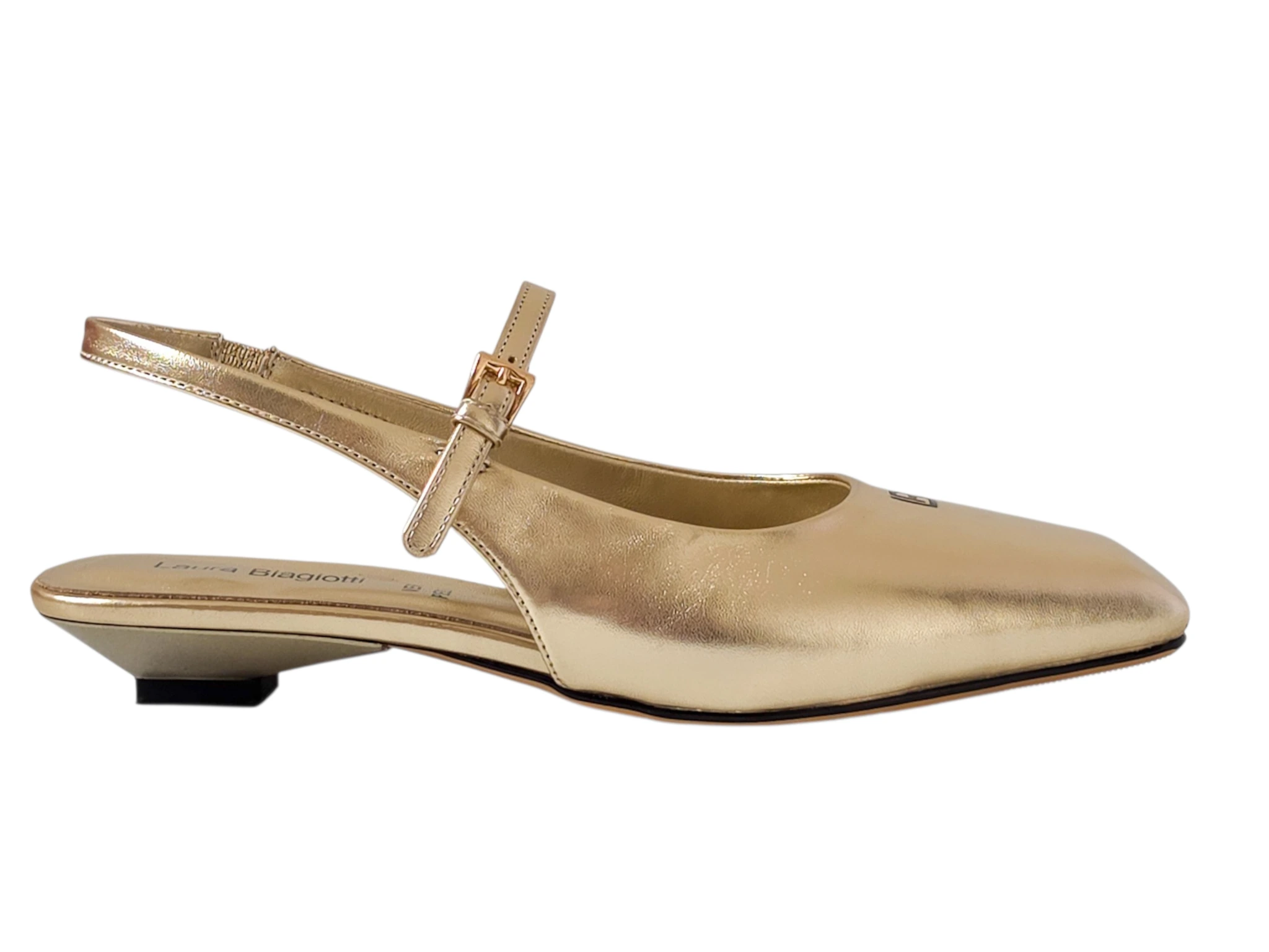Zlaté slingback balerínky Laura Biagiotti Metal Gold