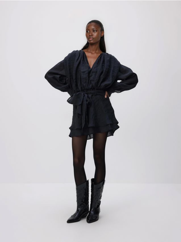 Reserved - Minišaty z lyocellu - čierna