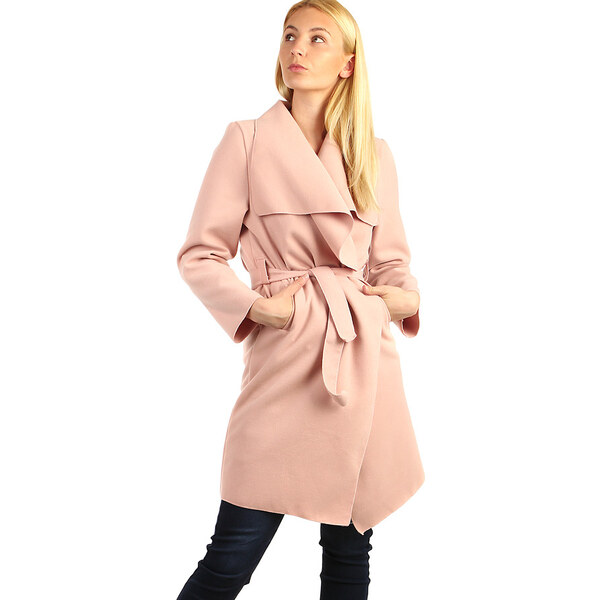 Glara Kabát s opaskom a výrazným golierom 39513349