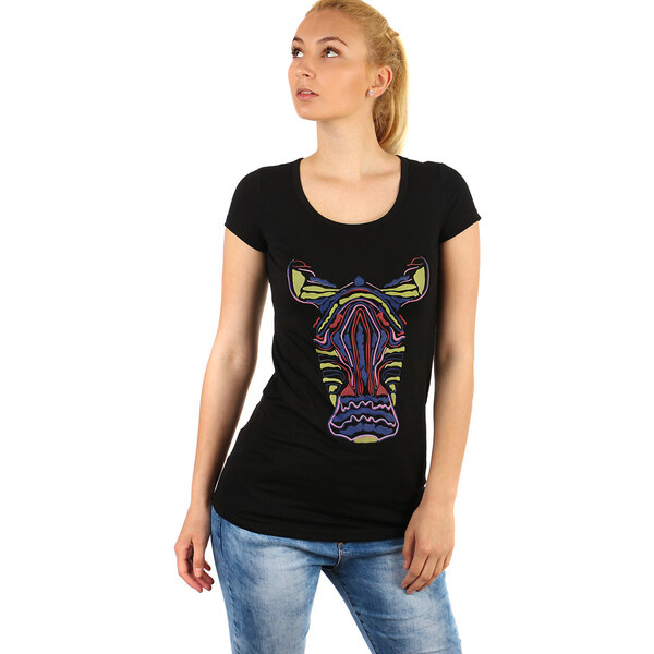 Glara Dlhé dámske tričko s potlačou zebry 8395135