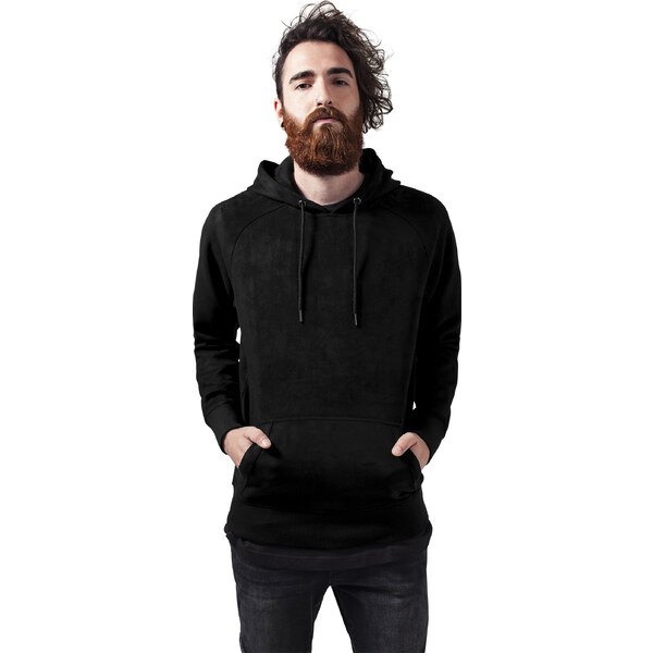 Urban Classics Čierna mikina z imitácie semišu s kapucňou 50688886