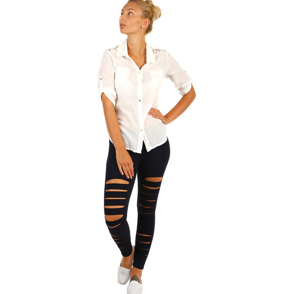 Glara Košeľa s čipkou a trojštvrťovými rukávmi 36987810