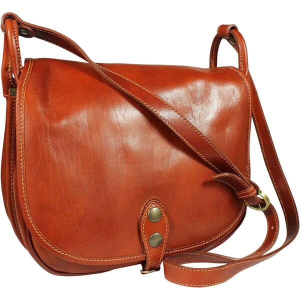 Hnedá kožená talianska crossbody kabelka Caccia Marrone Chiaro 44373557