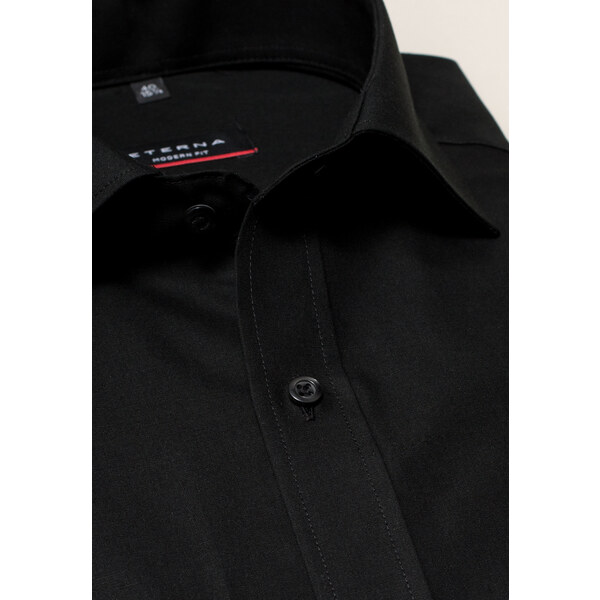 ETERNA Modern Fit čierna košeľa pánska dlhý rukáv Popelín s vreckom 50072608