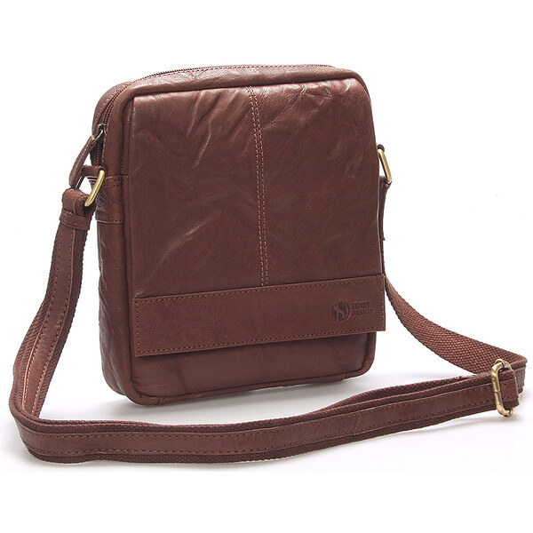 Pánska prešívaná kožená taška hnedá - SendiDesign Bris hnedá 56863960
