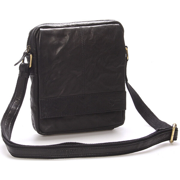 Pánska prešívaná kožená taška čierna- SendiDesign Bris čierna 56863961