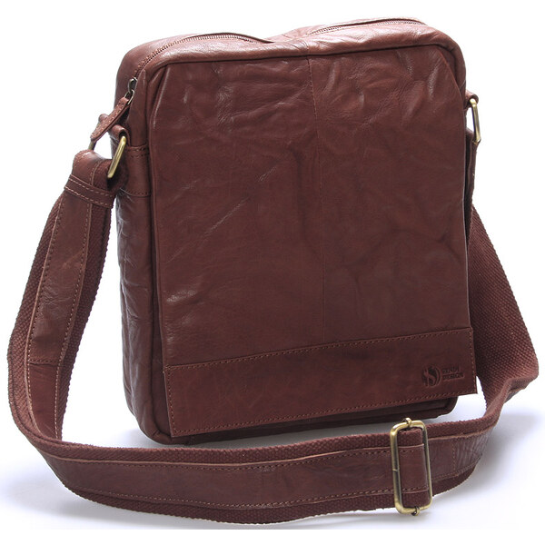 Luxusná veľká kožená crossbody taška hnedá - SendiDesign diverzie 5714590