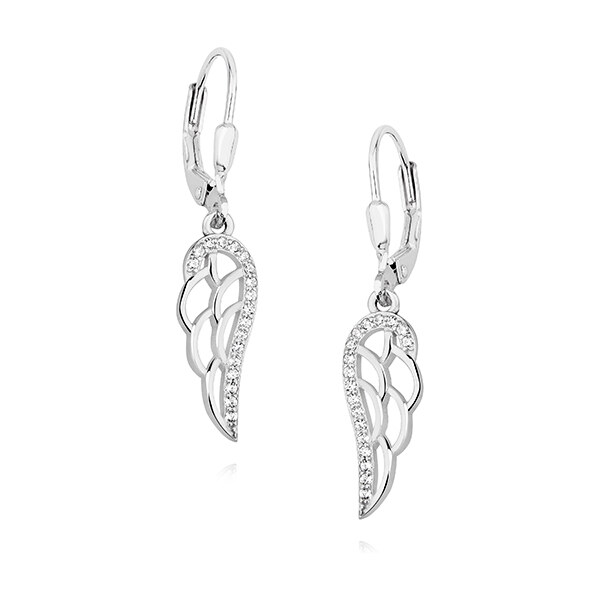 Olivie Strieborné náušnice KRÍDLO so zirkónmi 0772 9398822